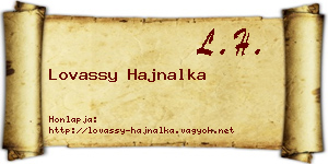 Lovassy Hajnalka névjegykártya